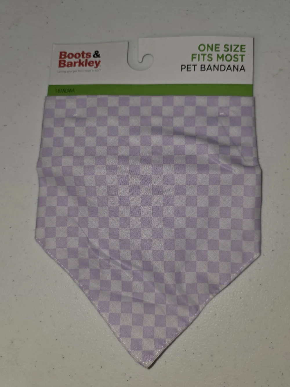 Boots & Barkley Lavender Checkered Pet Bandana OSFM NWT